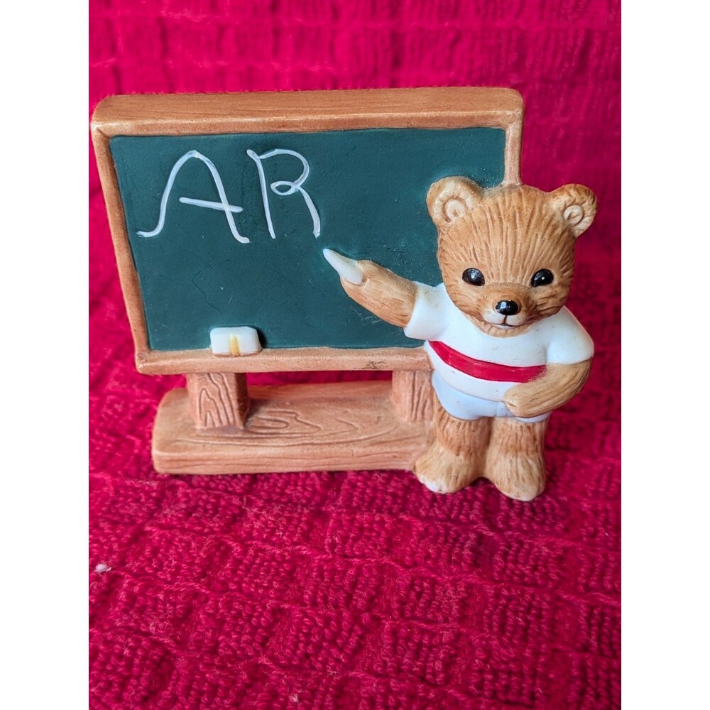 Homco Bear Figurine Teacher Student At Chalkboard 1409 Porcelain